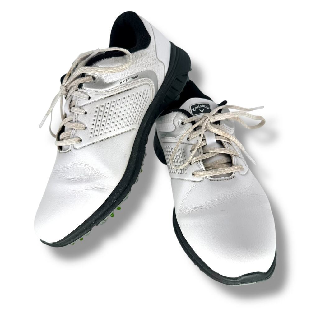 Callaway Solana TRX Golf Shoes Mens 9.5 D White Leather Spikeless CG120WT‎